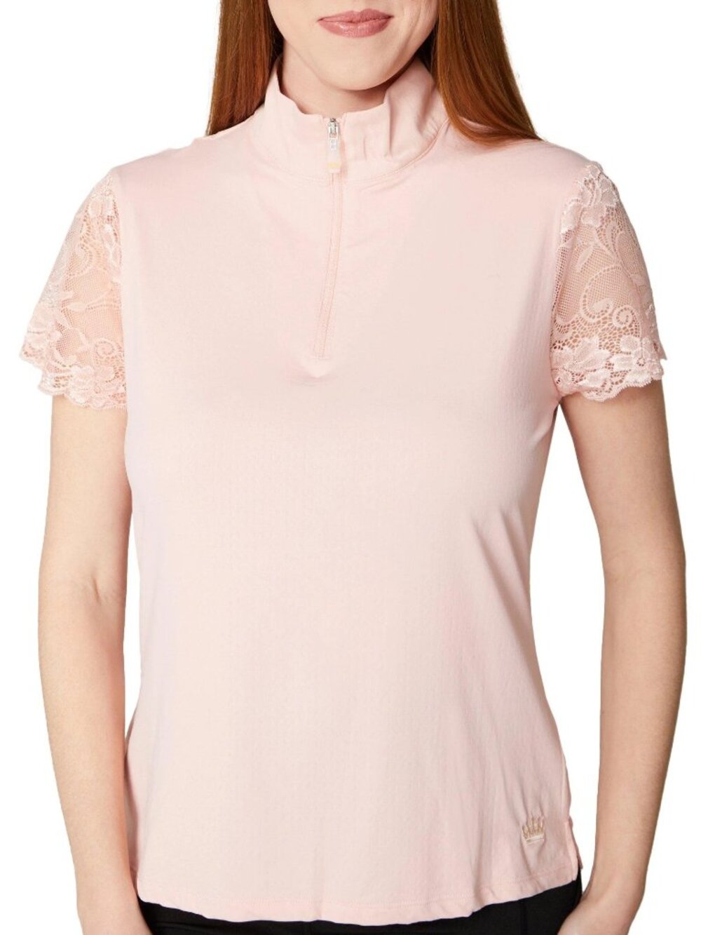 Kastel Denmark Active Lace Cap Sleeve 1/4 Zip Top Golf Summer in Pink L
